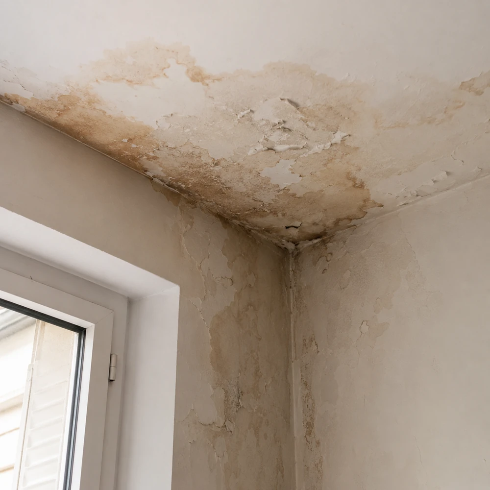 Dégât des eaux au plafond d'un appartement parisien