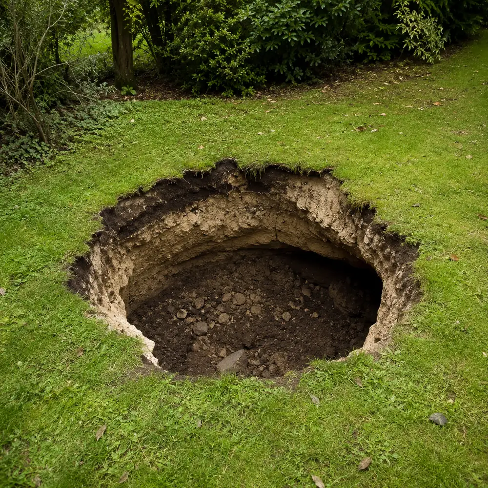 Fontis : effondrement du sol au-dessus d'une ancienne carrière