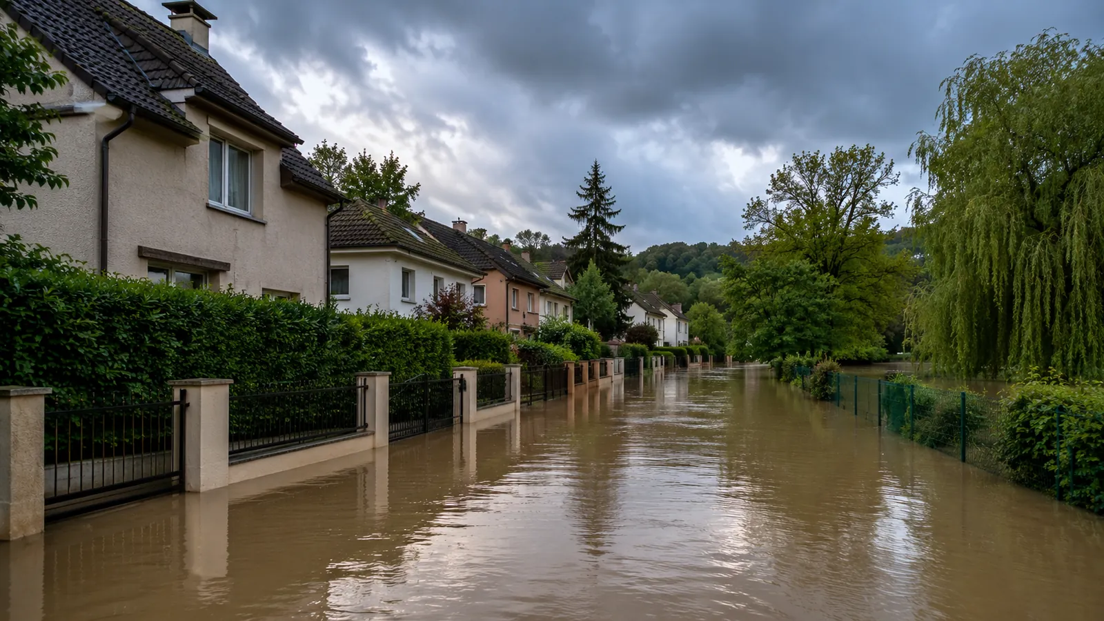 Vallée de l'Orge inondée et pavillonnaire fissuré dans l'Essonne